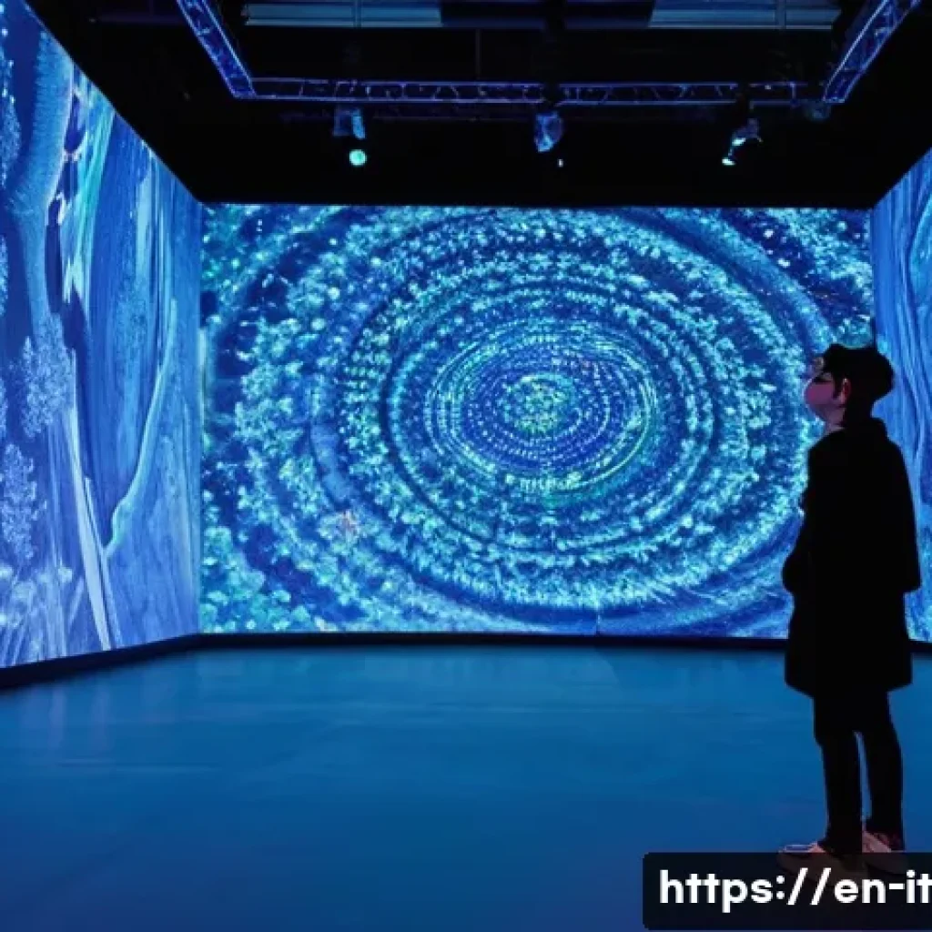 다감각 예술 경험 디자인의 다학제적 접근 - **Prompt: The Immersive Digital Garden**
A young adult, dressed in fashionable and modest street...