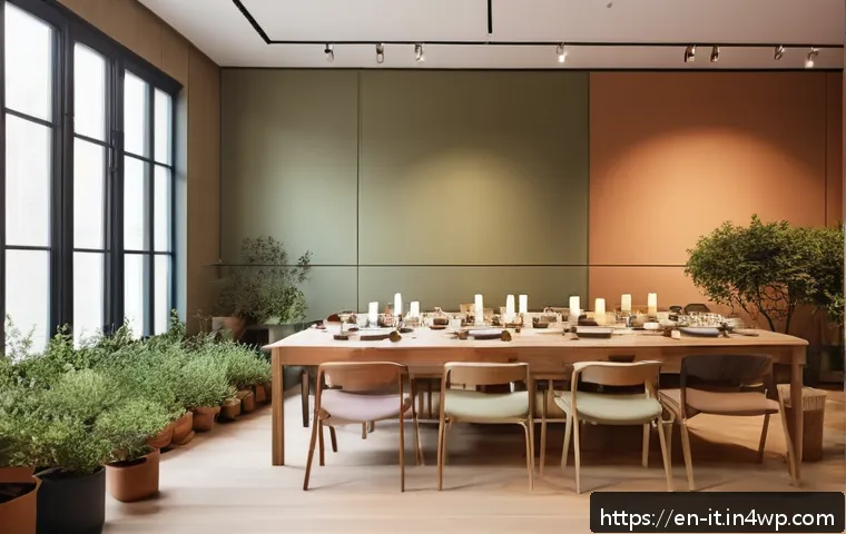 다감각 예술 경험 디자인을 위한 워크숍 기획법 - A serene art workshop interior bathed in soft, warm lighting with earthy tones like terracotta, oliv...