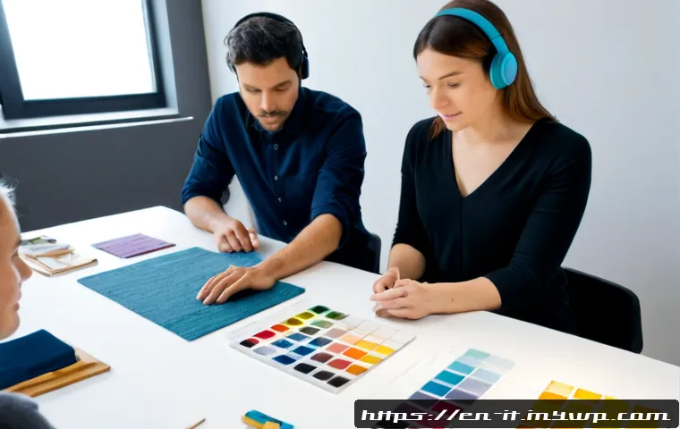 Home 17 다감각 예술 경험 디자인을 위한 팀 구성 방법 - Photorealistic creative planning session for a multisensory art installation, a diverse team of four...